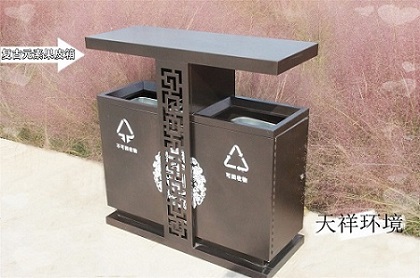 户外使用复古优质果皮箱两分类垃圾桶学校/街道/公园/小区/游乐场
